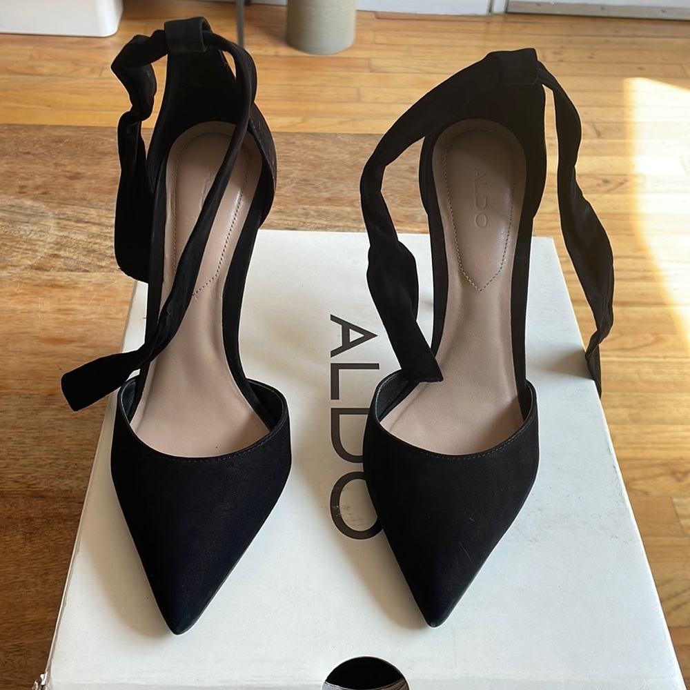 Black suede heels